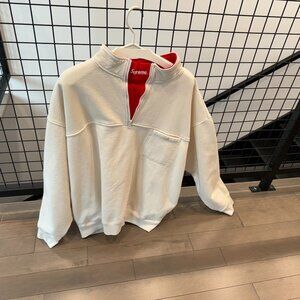 Supreme Half Zip Pullover Sweatshirt WHITE Size XL